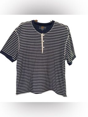 Club Room Men’s Shirt Size XL Macys Polo Short Sleeve Blue/White Soft Striped